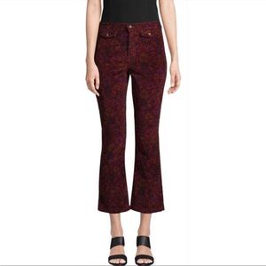 Free People Printed Corduroy Crop Kick Jeans Size 12